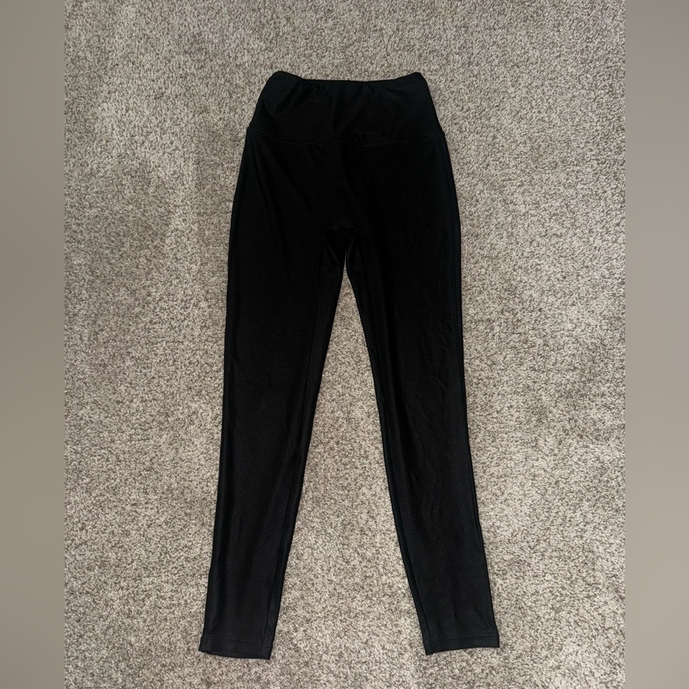 black faux leather leggings